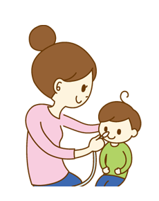 鼻吸い器を使う幼児の姿勢